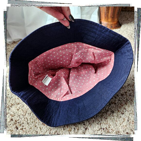 Anthropologie Navy Blue Hat with Floral Detail - Picture 3 of 4